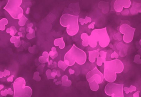 pink hearts - hearts, abstract, texture, bokehs