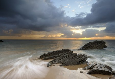 Sunset - sky, sunset, sea, clouds