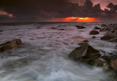 Sunset - sky, sunset, sea, clouds