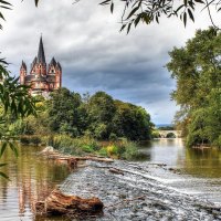 wonderful castle by a river hdr