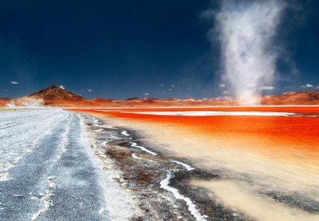 dust devils in a bolivian salt lake - dust, lake, wind, salt, minerals