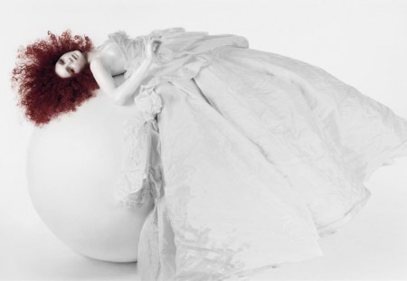 * - woman, doll, photography, stylish, bw, red hair, model, dress