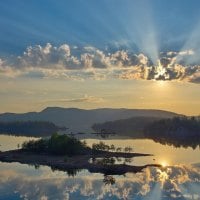 little islets on a mirror lake