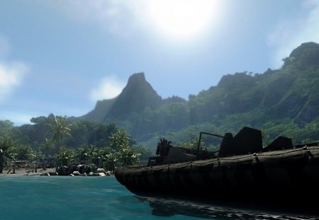 crysis - water, beach, bay, boat