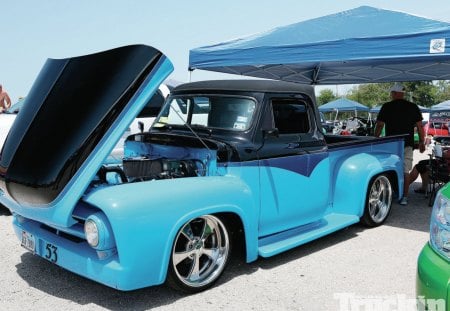 F - 100 - ford, classic, tilt hood, blue