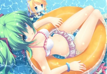 Lazy Days - Vocaloid, Summer, Octopus Luka, Hatsune Miku, Innertube, Kagamine Rin