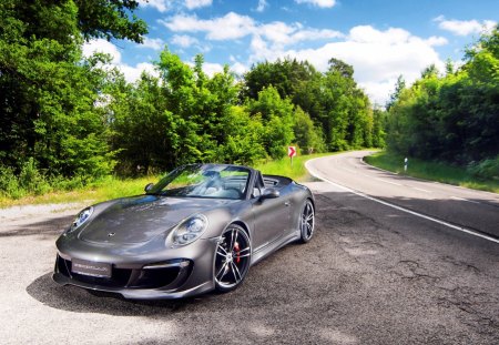 amazing gemballa porsche - highway, trees, car, convertible