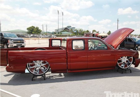 Custom Chevy - low, chrome wheels, silverado, gm