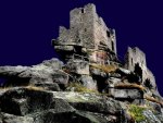 ancient castle ruins at night