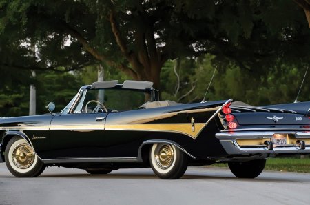 desoto adventurer convertible - convertable, trees, car, vintage