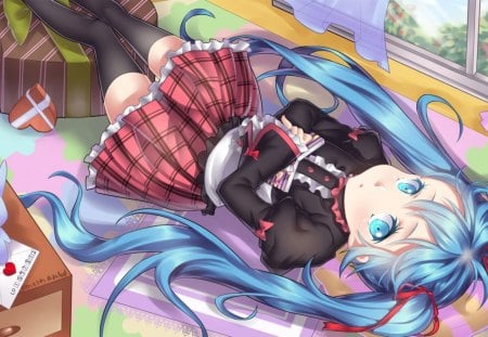 ~My Diary~ - hatsune mika, girl, blue eyes, diary, colorful, long hair, pretty, vocaloid, anime, bedroom