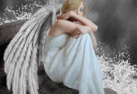 Tears in Heaven - tears, girl, fantasy, angel