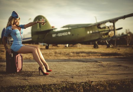 Baby - woman, plane, sexy, model