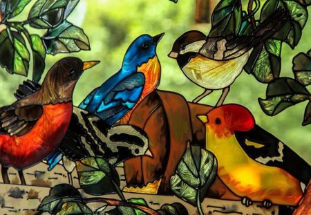 Beauty of Birds in Glass - abstract, stained glass, colorful, photos, birds