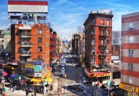 entering new york city chinatown hdr - chinatown, stores, hdr, sreets, city