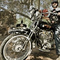 old harley davidson with old biker hdr