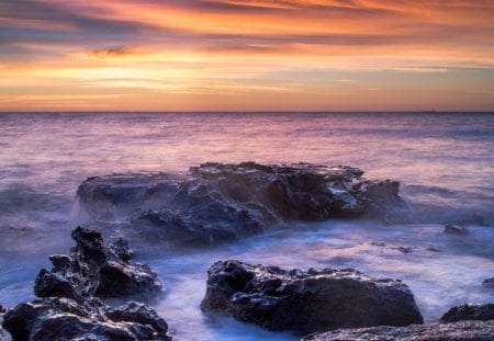 Beautiful Sunset - clouds, sunset, nature, sea, ocean, sky, ocean view