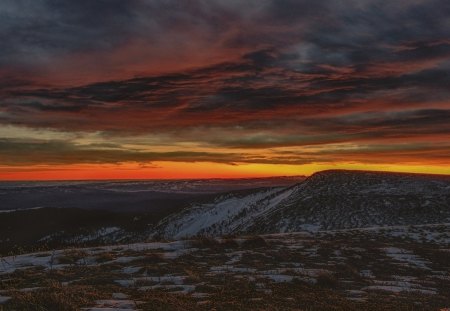 Landscape - sky, landscape, clouds, sunset, mountains