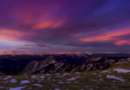 Landscape - clouds, sunset, mountains, sky