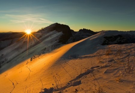 Sunset - clouds, sunset, mountains, sky