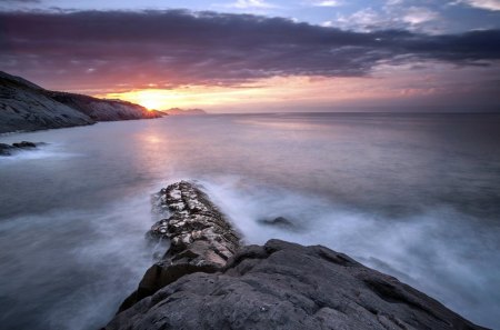 Ocean - sky, sunset, sea, clouds