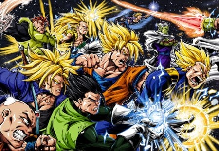 Dragon Ball - z fighters, anime, piccolo, gohan, war, heroes, dbz, trunks, dragon ball, goku, fight, vegeta, android