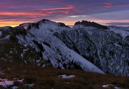 Landscape - sky, mountains, landscape, clouds, sunset