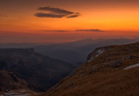 Sunset - clouds, sunset, mountains, sky