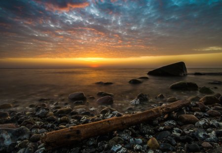 Sunset - clouds, sea, sunset, sky