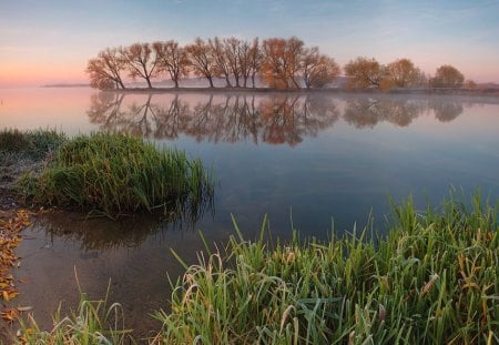 Sunrise - clouds, sunrise, lake, sky