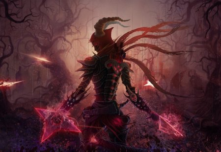 demon hunter - games, dark, red, diablo, fantasy, black