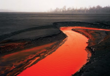 lava - river, lava, volcano, fields