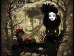 Lady in Black- Locomotive and Comrade Cat