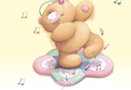 Music Bear - teddy bear, headphones, mat, musical notes