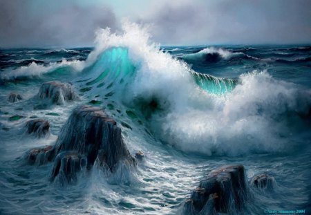 Rough sea - sea, 3d