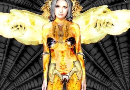 Deraider - female, winged, woman, wings, future