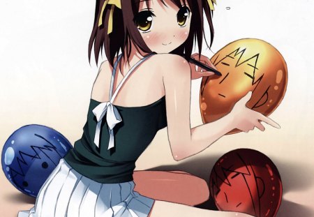 Haruhi - anime, blushing, haruhi, balloon