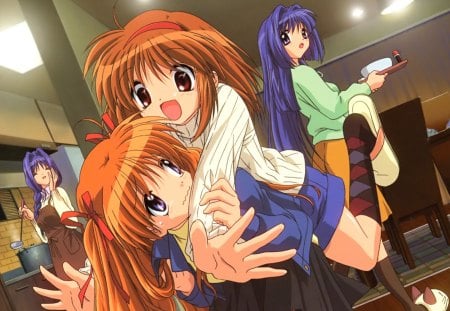 Surprise Hug - anime, ayu, akiko, nayuki, kanon, makoto