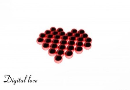 digital love! - pretty, abstract, heart, beads, beauty, lovely, cool, love, marbles, white, red, digital, plain, clear, 3d, nice