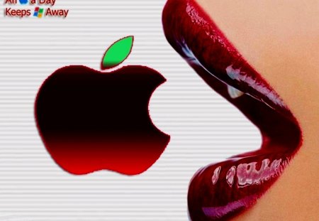 Red Lips - apple, sensual, mouth, lips, colours