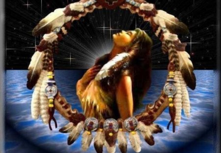 indian - maiden, dreaming, dream catcher