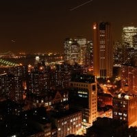 downtown manhattan at night