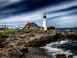 beautiful lighthouse on the rocks