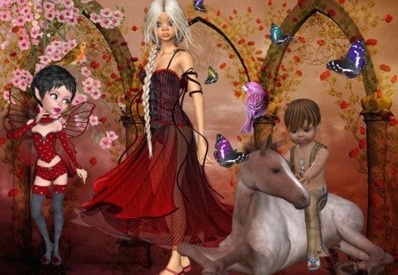 Fairys - boy, kid, red, indian, butterfly, fairy, elve, hose