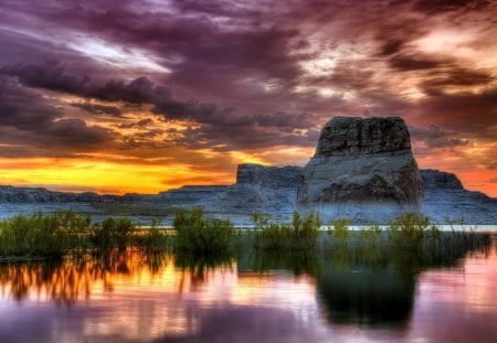 Sunset - Canyon - nature, lake, canyon, sanset