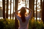 girl forest at dawn