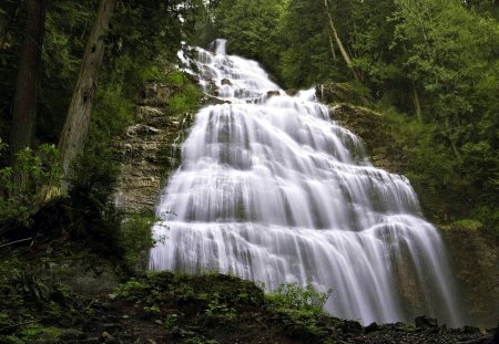 Bridal Falls,BC,Canada - Forest, Rocks, Waterfall, Green