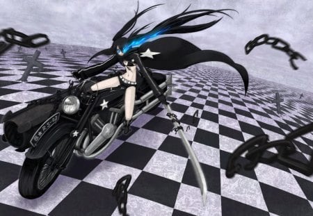 BlackâœªRockâœªShooter - white, blue, black, cant think of a fourth, black rock shooter