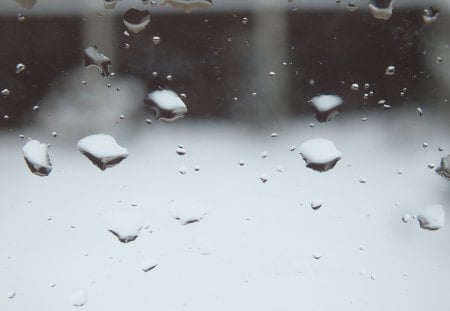 Raindrops on the window - pretty, raindrops, garden, window, rain, snow