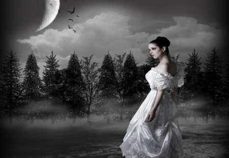 Claire - woman, moon, dark, fantasy